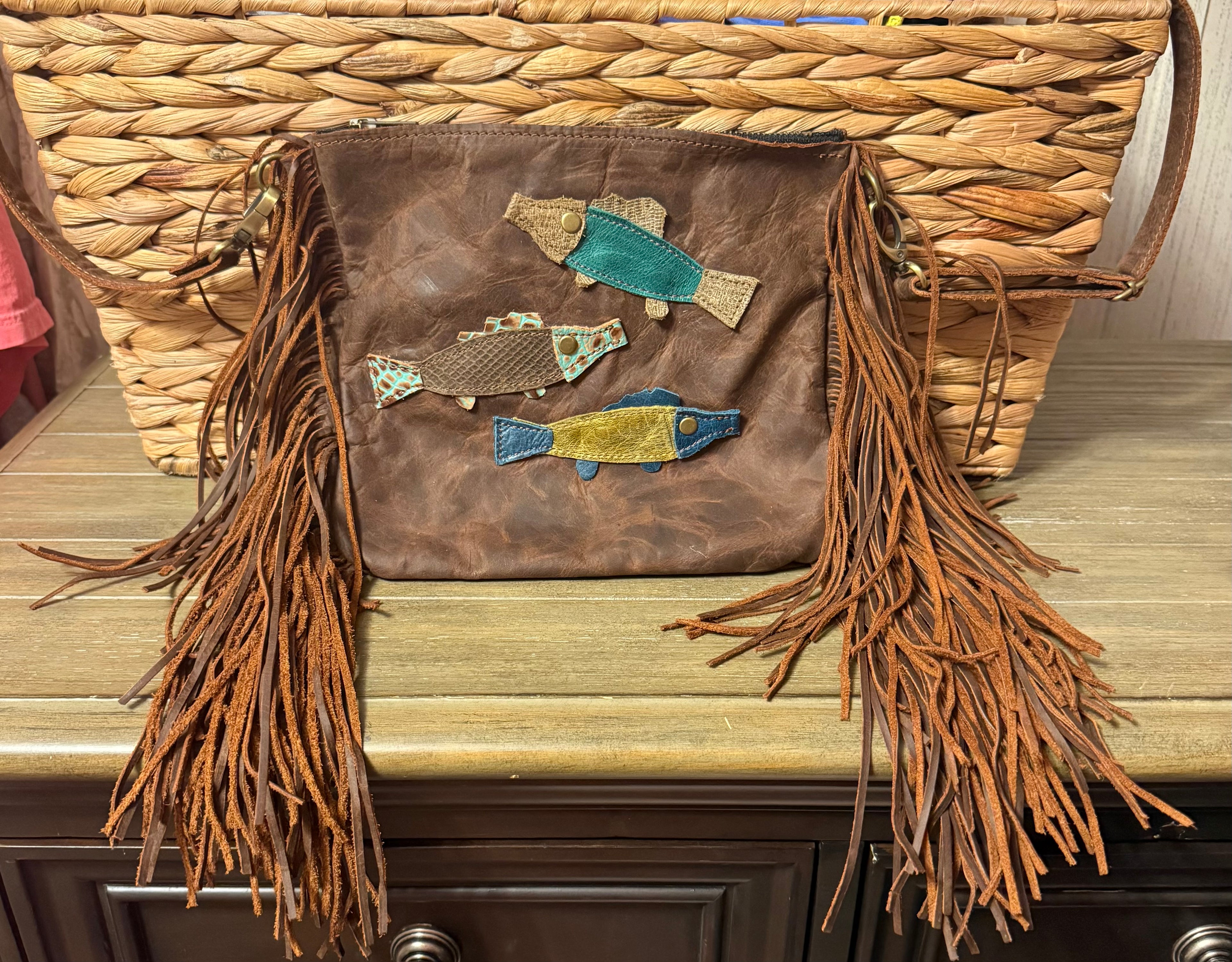 Custom Leather Fish Crossbody