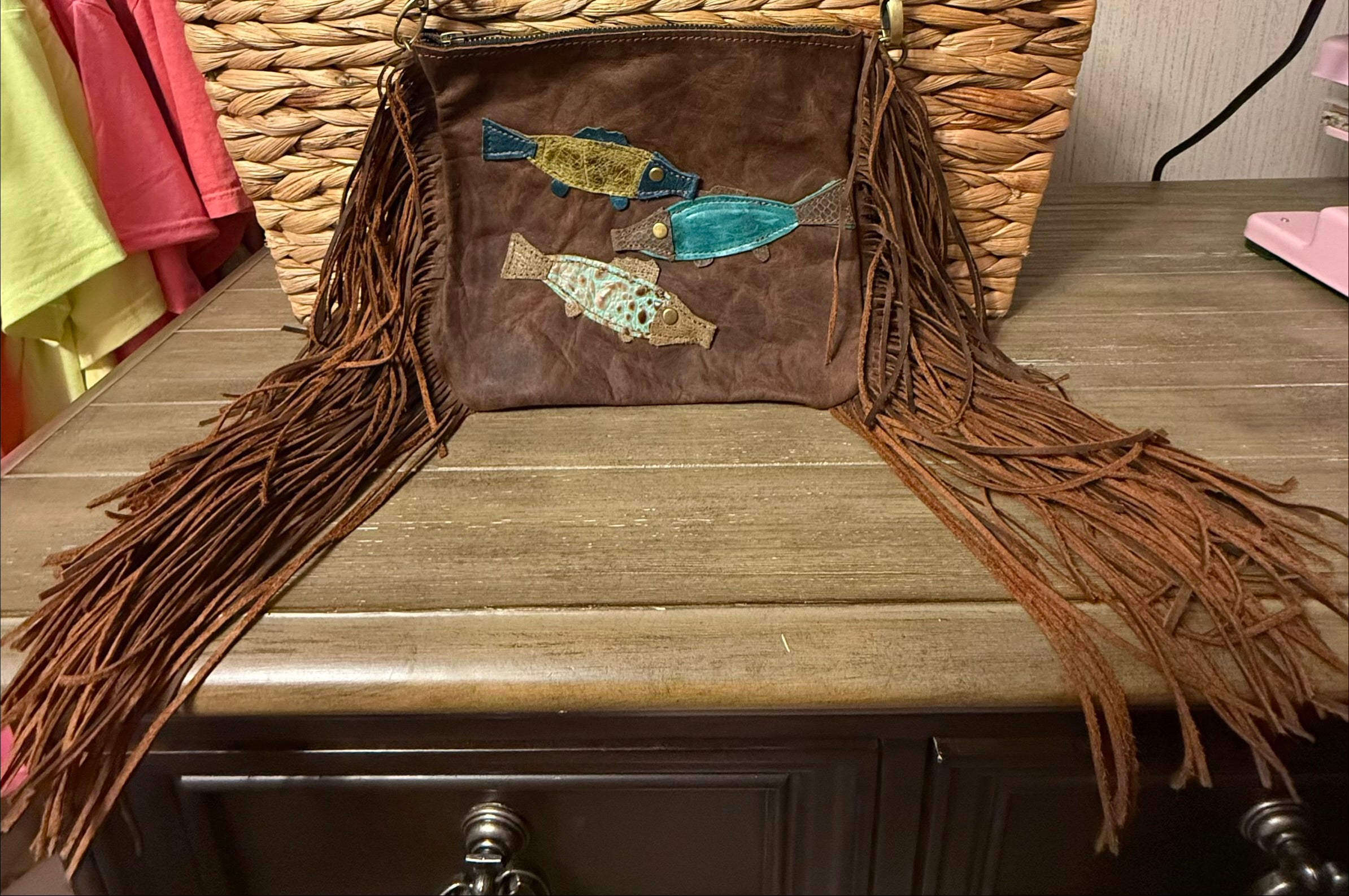 Custom Leather Fish Crossbody